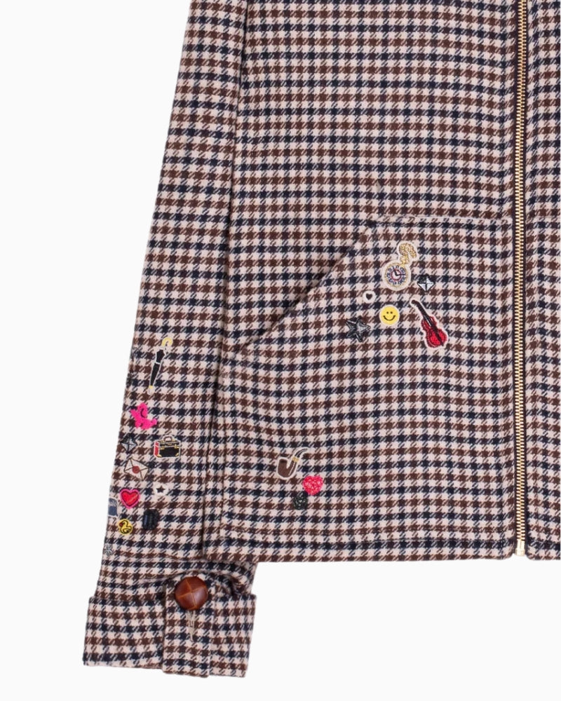 Vilagallo Chelena Jacket in Check plaid fabric detail