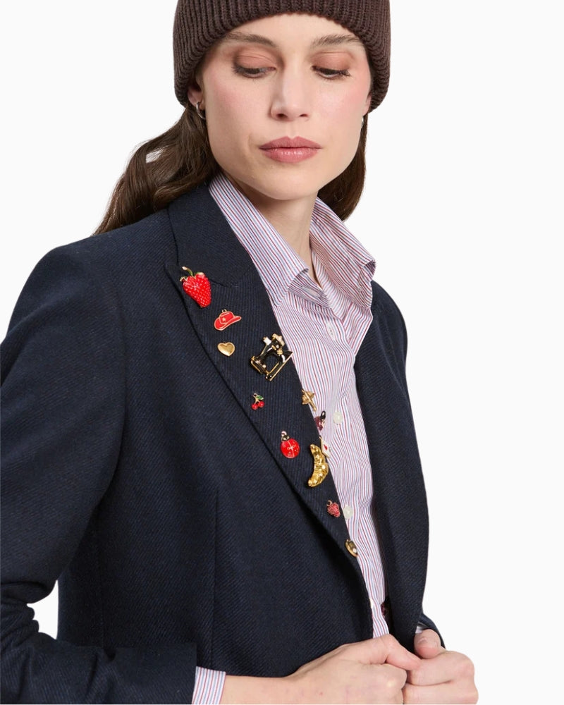 Vilagallo Chsophia Blazer in Navy close-up