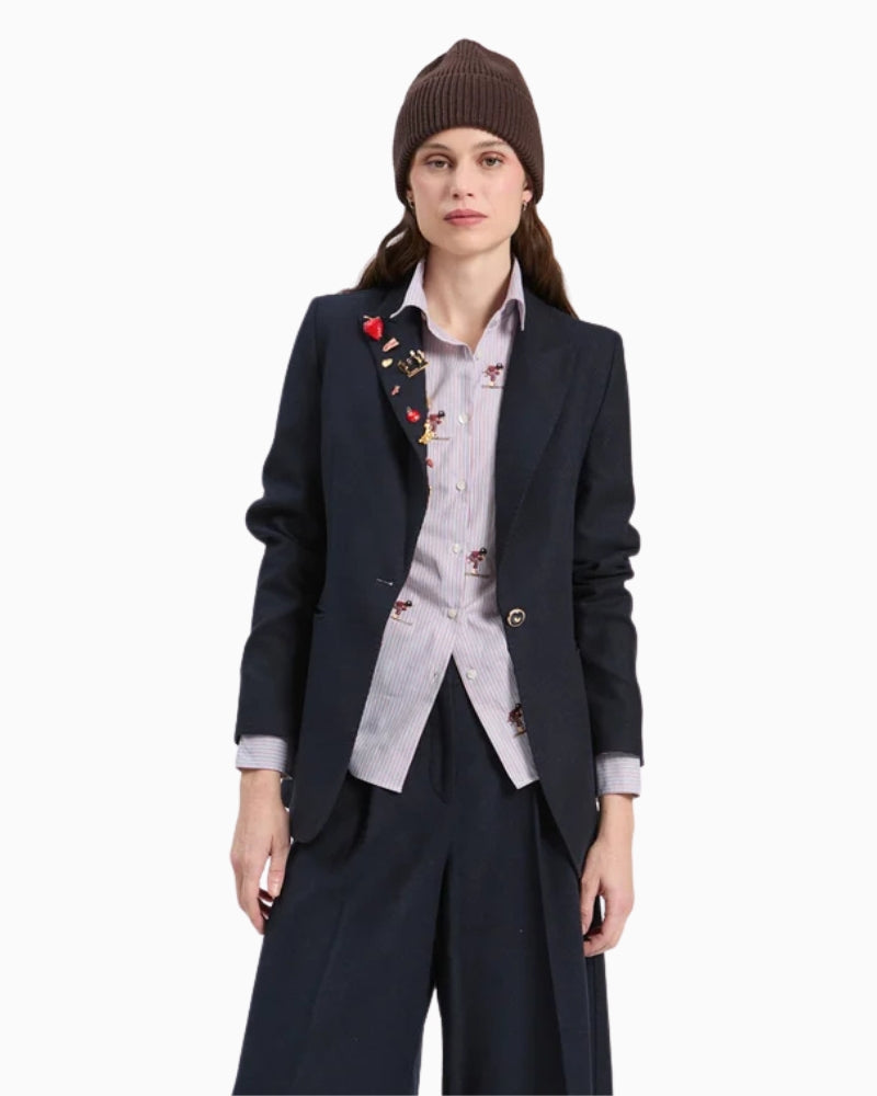 Vilagallo Chsophia Blazer in Navy front view