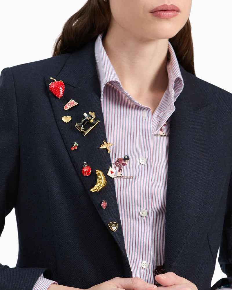 Vilagallo Chsophia Blazer in Navy lapel detail
