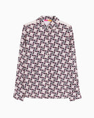 Vilagallo Cmisa Shirt in Cream and Burgundy geometric print detail
