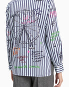 Vilagallo Cmisa Shirt in White and Navy Ferris wheel back print