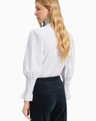 Vilagallo Cmvolantes Blouse in White and Navy back view