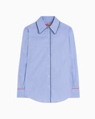 Vilagallo Contrast Piping Shirt in Blue full-length view