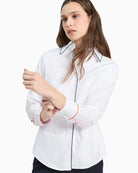 Vilagallo Contrast Piping Shirt in White contrast cuff detail
