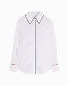 Vilagallo Contrast Piping Shirt in White full-length view