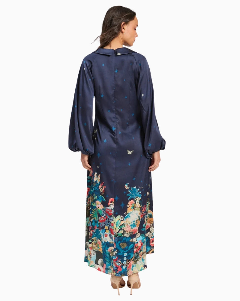 Vilagallo Eugenia Dress in Navy back view