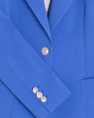 Vilagallo Hillary jacket blue close up sleeve button detail