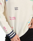 Vilagallo Jersey Palabras Jumper in Ecru embroidered word detail