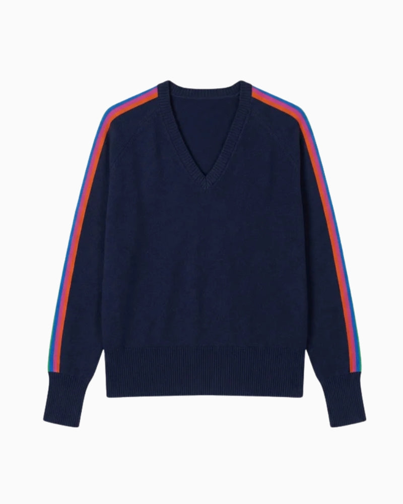 Vilagallo Kncuelo Pico Multicolour Jumper in Navy front view