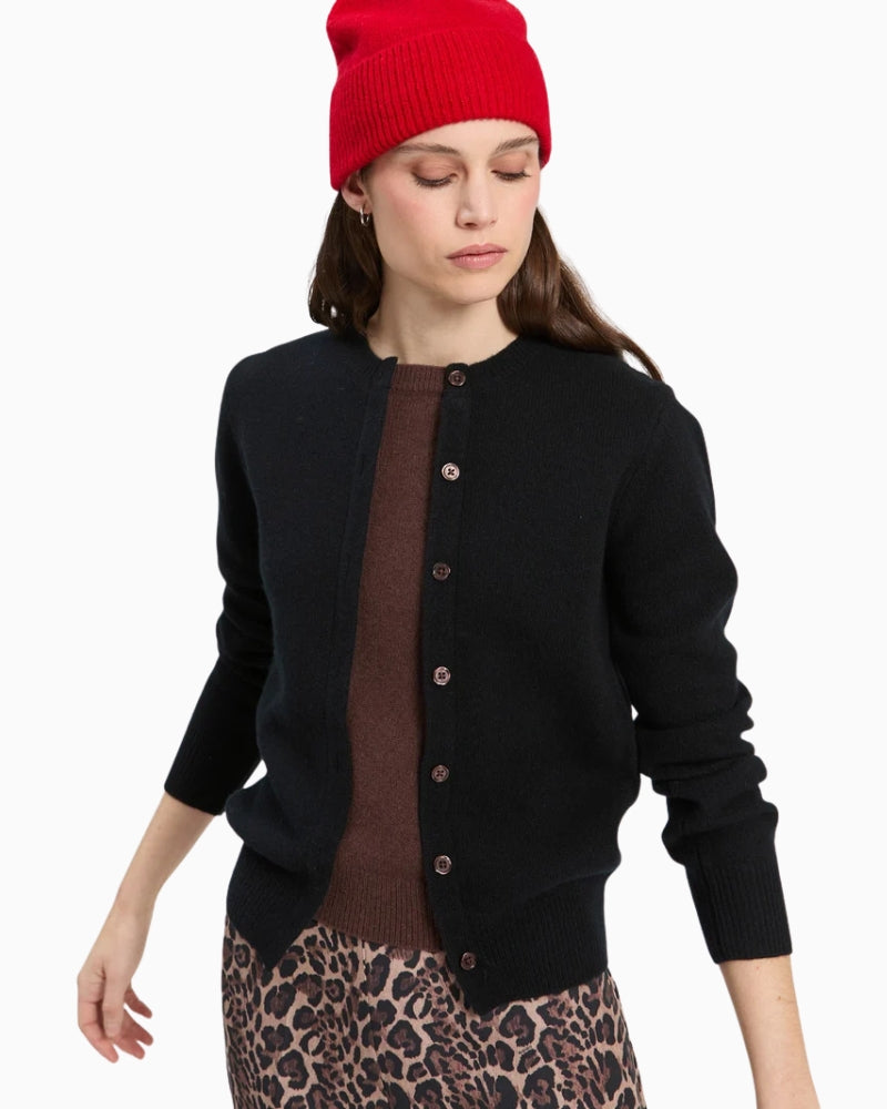 Vilagallo Layer Wool Jumper in Black/Brown front view