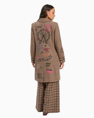 Vilagallo Liana Emblemed Coat in Beige back print detail