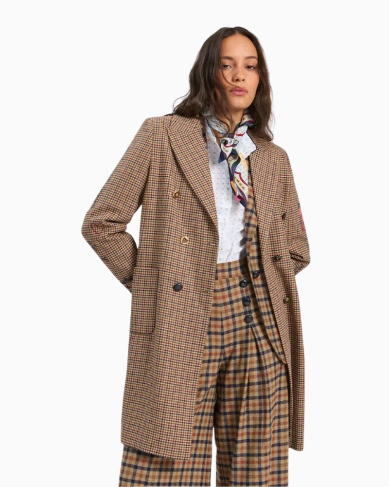 Vilagallo Liana Emblemed Coat in Beige front view