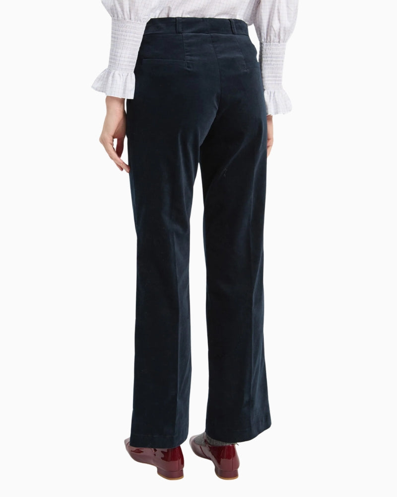 Vilagallo Martina Velvet Trousers in Navy back view