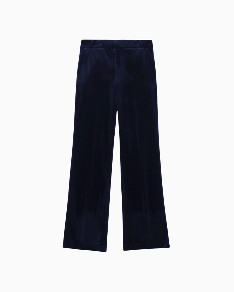 Vilagallo Martina Velvet Trousers in Navy velvet fabric detail