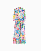 Vilagallo multicolour print tie dress flat lay front view – Áines Boutique