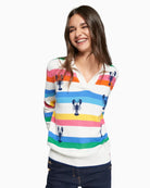 Vilagallo multicolour stripe lobster jumper front view woman wearing – Áines Boutique