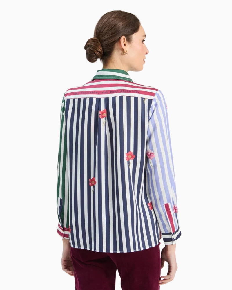 Vilagallo Multicoloured Striped Floral Shirt back view