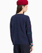 Vilagallo Palabras Jumper in Navy back view
