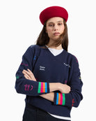 Vilagallo Palabras Jumper in Navy front view