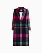 Vilagallo Pietra Wool Coat in Navy Multi multicolour plaid detail