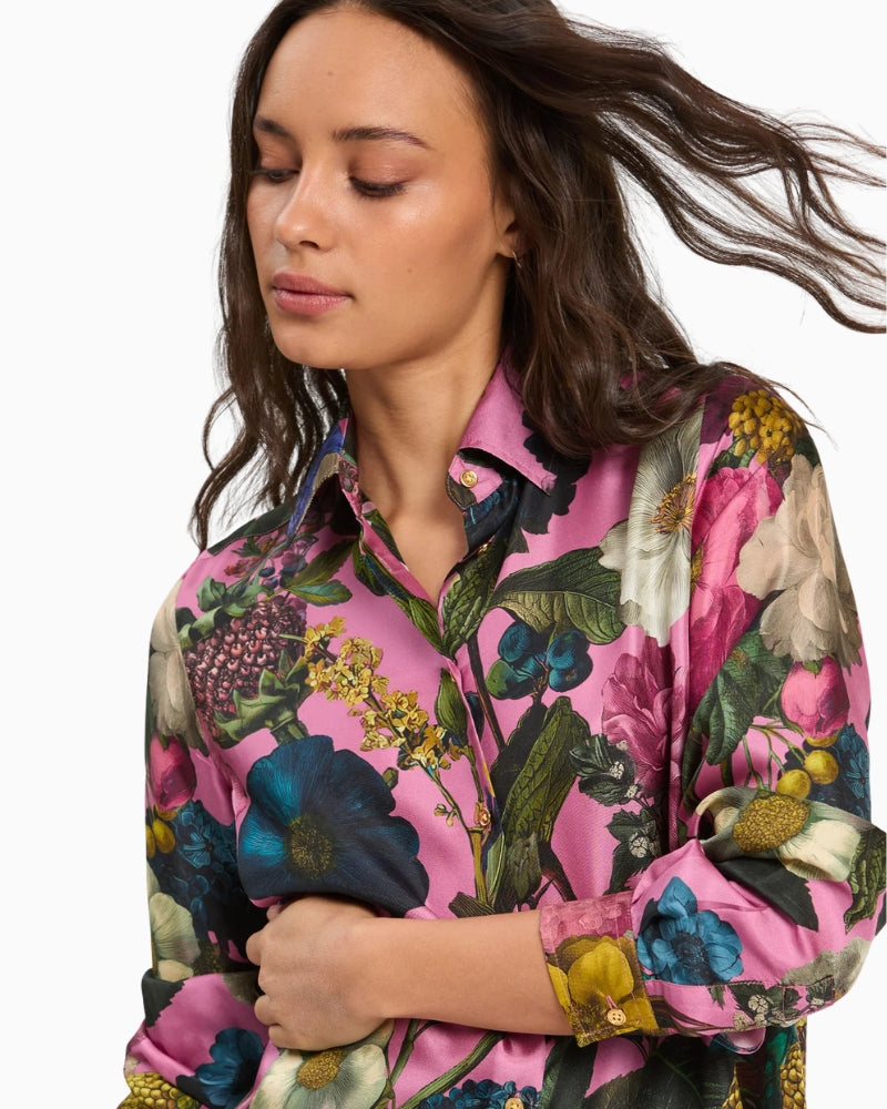 Vilagallo Pink Floral Blouse in Pink floral detail