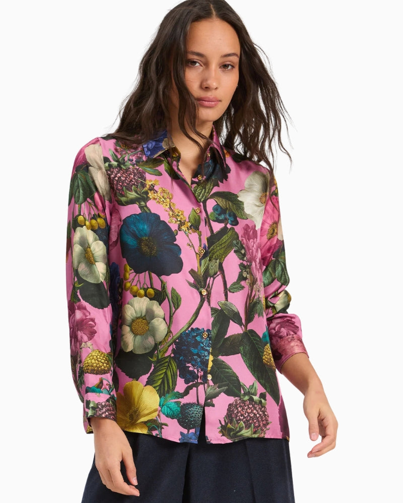 Vilagallo Pink Floral Blouse in Pink front view