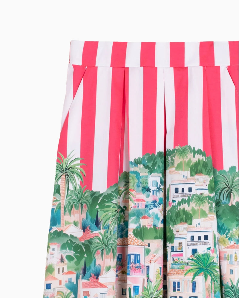 Vilagallo Puerto Banus print skirt close up