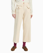Vilagallo Raw-Edge Trousers in Cream front view