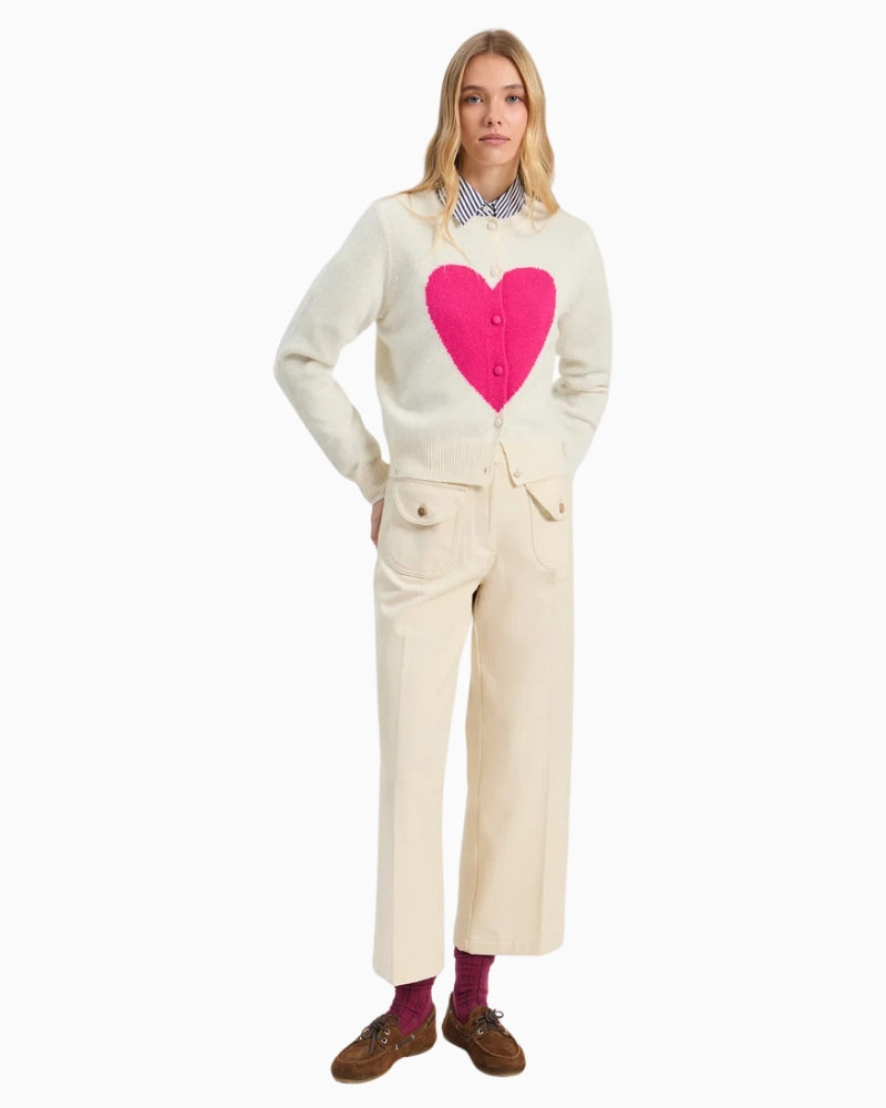 Vilagallo Raw-Edge Trousers in Cream full-length view