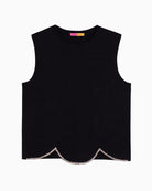 Vilagallo Scallop Edge Top black scalloped hem detail