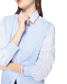 Close-up of embroidered hearts and cuff message on Vilagallo shirt