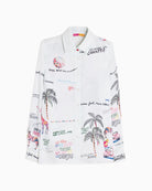 Vilagallo White Shirt with Quirky Print collar detail