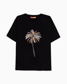 Vilagallo black T-shirt with embroidered palm tree front view