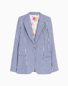 Vilagallo blue and white gingham blazer front view
