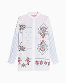 Vilagallo embroidered shirt white multi embroidery close-up
