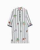 Vilagallo green striped safari dress front view animal print detail