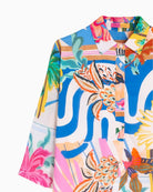 Vilagallo multicolored palm tree print short dress collar detail