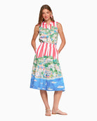 Vilagallo multicolour coastal print skirt detail