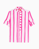 Vilagallo pink striped ruffle shirt flat product image