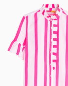 Vilagallo pink striped shirt with ruffled collar detail