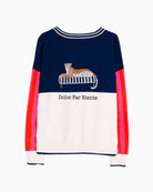 Vilagallo navy and ecru Dolce Far Niente embroidered sweater back view