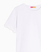 Vilagallo white T-shirt lace sleeve close-up