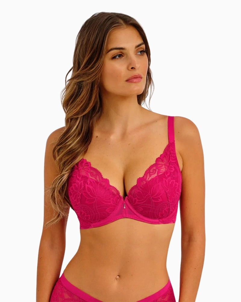 Wacoal Abellia plunge bra pink front view