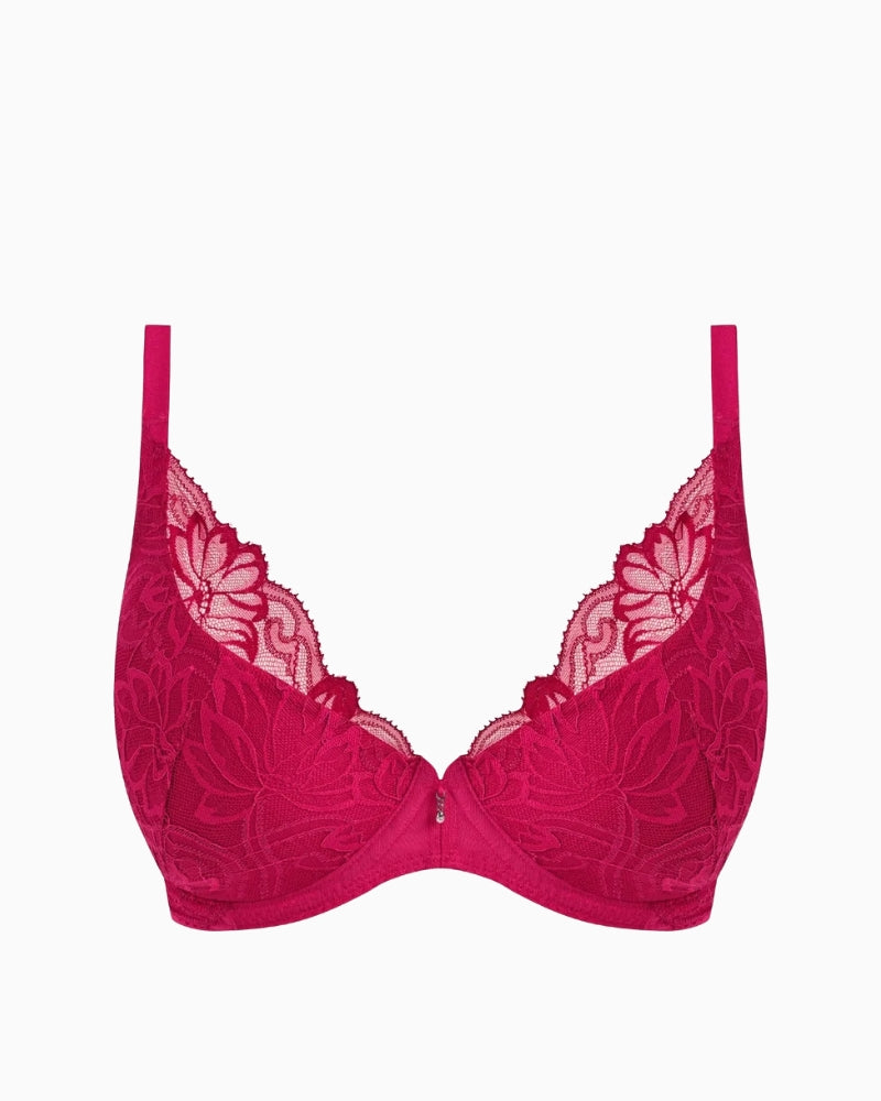 Wacoal Abellia plunge bra pink sheer mesh detail