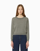 Weekend Max Mara Giovane cotton jumper navy front view on woman – Áines Boutique