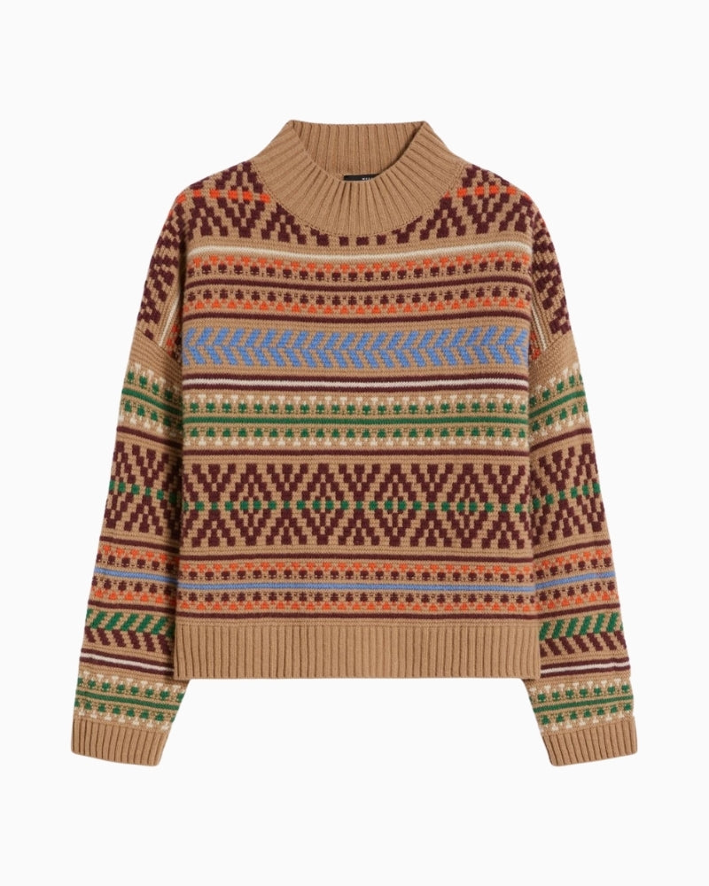 Festoso cowl neck jumper styled with slim trousers for a relaxed winter outfit