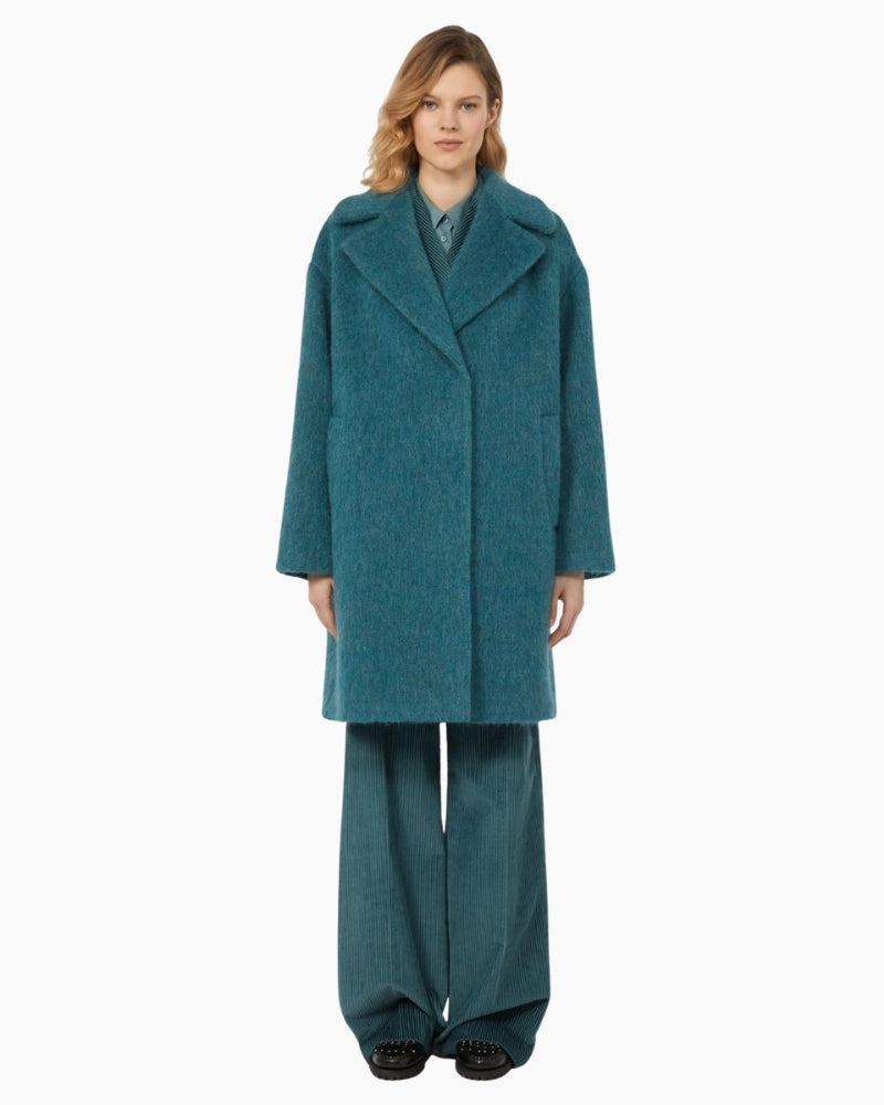 Weekend Max Mara Rada coat styled over a neutral knit and trousers for a chic winter look