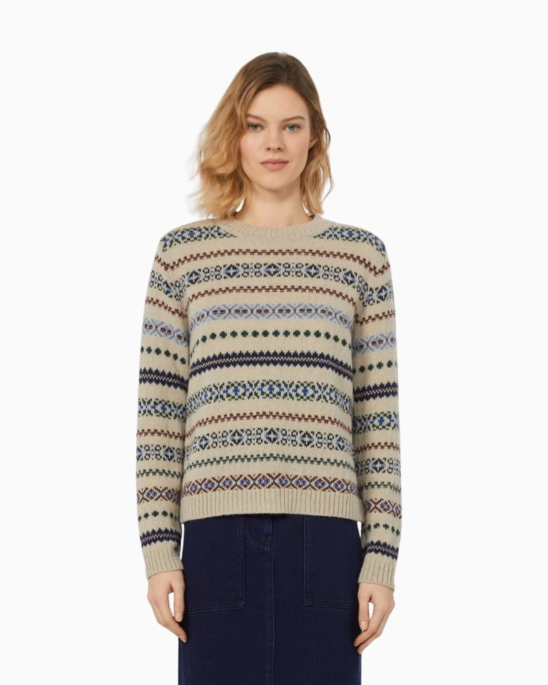 Jacquard knit jumper by Weekend Max Mara in ecru with soft alpaca blend