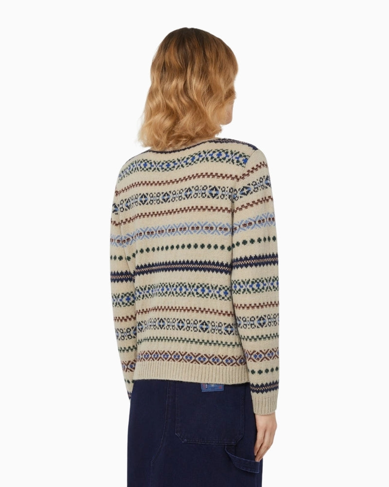 Back of patterned wool jumper with long sleeves and regular fit